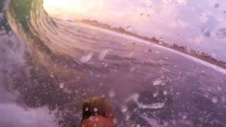 Hans Sluiman bodysurfing a sunset barrel with Taylors Mistake Handski [upl. by Adlemi]