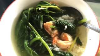 How to make Vietnamese spinach soup with fresh shrimp  Canh mong toi nau tom [upl. by Enar]