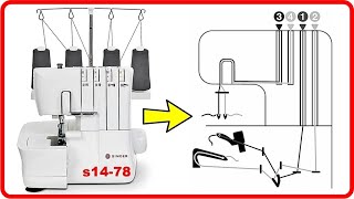 Singer Overlock s1478 Threading Serger Machine Pfaff 1450 ol  s1478 Overlocker [upl. by Ardnat]