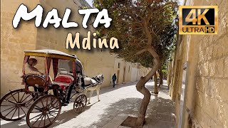 Malta Mdina and Rabat Walking tour 4k [upl. by Dinan755]