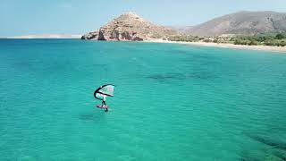 Kouremenos Beach Windsurfing Windsurf foiling Wingfoiling Tandem windsurfing in Crete Palekastro [upl. by Airoled]