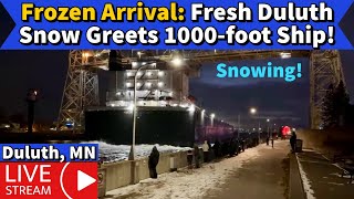 ⚓️Frozen Arrival Fresh Duluth Snow Greets 1000foot Ship [upl. by Ettevroc]