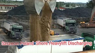 Szczecin Poland Discharging Cargo Dolmite Discharge by Shore Crane [upl. by Leummas]