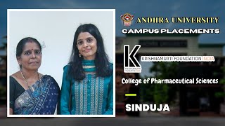 Andhra University Campus Placements  College of Pharmaceutical Sciences  Sinduja [upl. by Ynahirb]