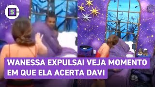 BBB 24 Veja momento em que Wanessa bate na perna de Davi o que resultou em sua expulsão [upl. by Engenia]