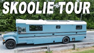 Skoolie Bus Tour  OFF GRID School Bus Conversion Build [upl. by Eibber547]