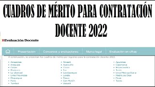 MINEDU PUBLICA DETERMINACIÓN DE CUADROS DE MÉRITO PARA LA CONTRATACIÓN DOCENTE 2022 [upl. by Spoor]