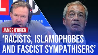 Why does Nigel Farages party attract so many racists  James OBrien on LBC [upl. by Enirehtak]