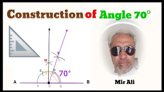 Angle 70 degree  construction of angle 70°  how to construct angle 70 degree [upl. by Shih]