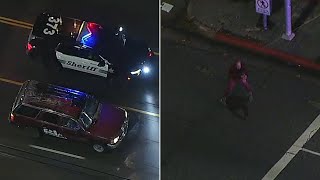 FULL CHASE Authorities slam into SUV tackle man to end pursuit in LA [upl. by Enyleuqcaj]