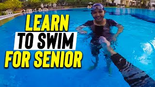 Learn to Swim for Senior  BEGINNER lady learn Backstroke [upl. by Hairacaz]