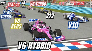 ALL F1 ENGINES 🔥TURBO and Aspirated🔥 in One RACE [upl. by Ilrak613]