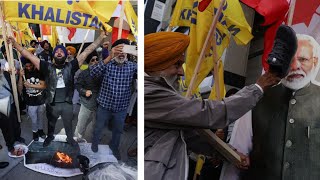 Khalistani Sikhs protest outside Indian consulate in Toronto [upl. by Marion332]