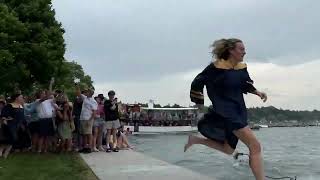 Video Skaneateles grads take traditional plunge in the lake [upl. by Delano]