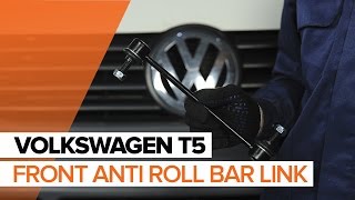 How to change front anti roll bar link on VOLKSWAGEN T5 TUTORIAL  AUTODOC [upl. by Hoehne430]