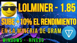 LOLMINER 185  AUMENTA 10 DE RENDIMIENTO EN LA MINERIA DE GRAM  WINDOWS  HIVEOS [upl. by Erodasi]