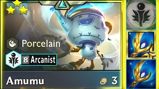 3x Archangel  Arcanist Amumu ⭐⭐⭐ is UNKILLABLE  8 Arcanist 4 Porcelain Amumu 3 Star  TFT SET 11 [upl. by Elvia]