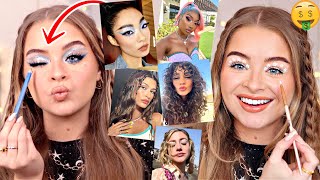 Recreating CELEBRITY COACHELLA MAKEUP using ONLY DRUGSTORE makeup [upl. by Tur]