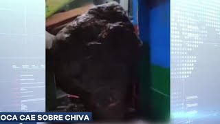 Roca cae sobre chiva en Baños [upl. by Guevara]