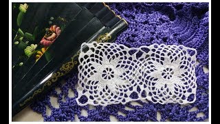 Crochet doily with flowers Openwork square with a flower Ажурный квадрат крючком [upl. by Anole]