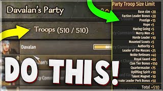 How to Get 500 PARTY SIZE in Bannerlord  FULL GUIDE [upl. by Airogerg]