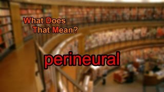 What does perineural mean [upl. by Irek]