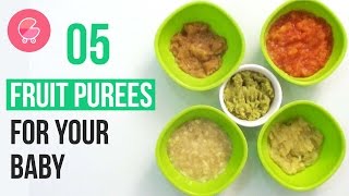 5 fruit puree for babies  Homemade baby food recipes [upl. by Ecerahc]