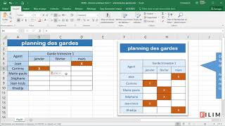 Excel  1 Basique  Exercice Planning des gardes [upl. by Nysila379]