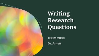 Writing Research Questions [upl. by Imeka805]