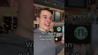 Starbucks Free Refill Hack 💸 starbucks starbuckscoffee save [upl. by Zigmund]