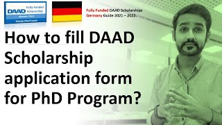 How to fill DAAD Scholarship application form for PhD Program  DAAD Scholarship  Part  IV [upl. by Yr861]