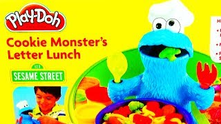 Play Doh Cookie Monster Letter Lunch Learning ABCs Alphabet Playdough Sesame Street 123 PlayDoh Toy [upl. by Columba]