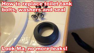 How to replace toilet tank to bowl bolts washers and seal [upl. by Ullman]