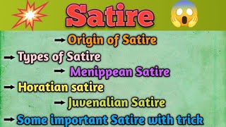 Satire Form of Poetry in hindiSatireLiterary form and termsTypes of Satire [upl. by Norej]