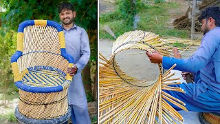 Phenomenal Technique of a Handicraft Artist of Making Durable Hand Woven Bamboo Sticks Chair [upl. by Aihsenrad]