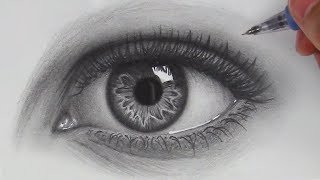 How to Draw Hyper Realistic Eyes  Step by Step [upl. by Santoro]