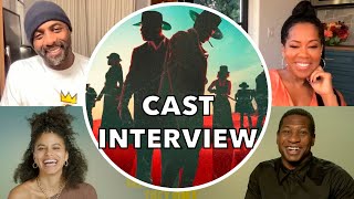 THE HARDER THEY FALL Cast Interview  Idris Elba Regina King Jonathan Majors Zazie Beetz [upl. by Qidas]