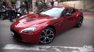 Aston Martin V12 Zagato  Startup and Driving in Monaco [upl. by Ardnayek19]