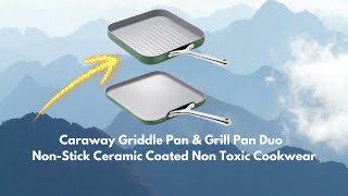 Caraway Griddle Pan amp Grill Pan DuoNonStick Ceramic Coated amp NonToxic Why You NEED these ad [upl. by Haakon759]