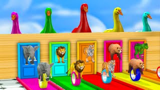 Lion Elephant Tiger Gorilla TRex Bear Guess The Right Door ESCAPE ROOM CHALLENGE Game 2024 [upl. by Sochor]