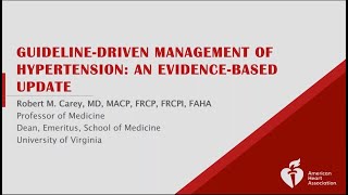 GuidelineDriven Management of Hypertension An EvidenceBased Update Webinar [upl. by Aicilec]