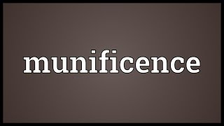 Munificence Meaning [upl. by Callean]