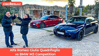 Comparativa Alfa Romeo Giulia QV  BMW M3 Competition xDrive  Prueba en español  cochesnet [upl. by Lusar]