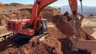 Hitachi Zaxis 670LC Excavator Loading Mercedes amp MAN Trucks [upl. by Cissiee]