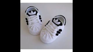 ADIDAS TEJIDOS A CROCHET PARA BEBE  PASO A PASO 0 A 3 MESES [upl. by Uyerta604]