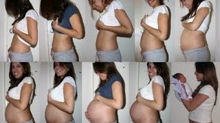 EVOLUCION DEL EMBARAZO  Crecimiento de mi panza mes a mes y posparto Pregnancy belly time lapse [upl. by Godber]