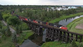 Train Over Trestle Bridge in St Albert [upl. by Mert]