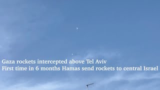 Gaza rockets intercepted above Tel Aviv [upl. by Querida]