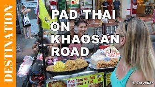 Khao San Road in Bangkok  Best Bangkok Street Food  Pad Thai [upl. by Arykahs384]