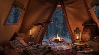 Camping Tent Ambience In the Middle of a Snowy Mountains [upl. by Tumer]